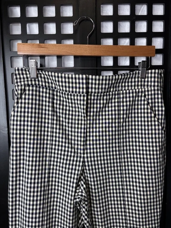 🖤 Veronica Beard Gingham Pants Womens 12 Black White Stretch Lined Career 🖤 - Picture 2 of 14